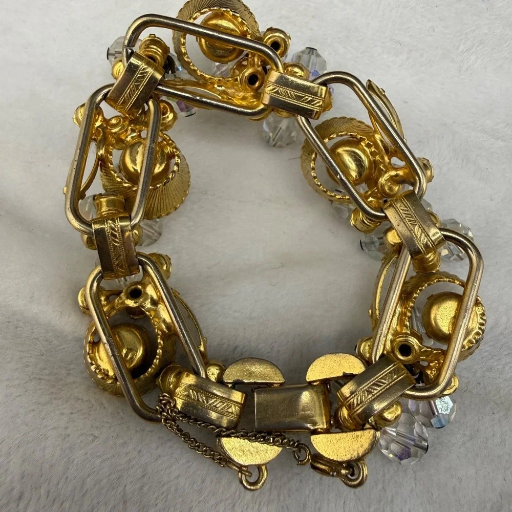 Vintage Juliana Rhinestone Bracelet Cha Cha Gold Tone 7" - Picture 5 of 11